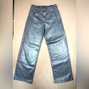 Wild Fable Jeans Women’s Size 4R High Rise Baggy Pants Metallic Silver